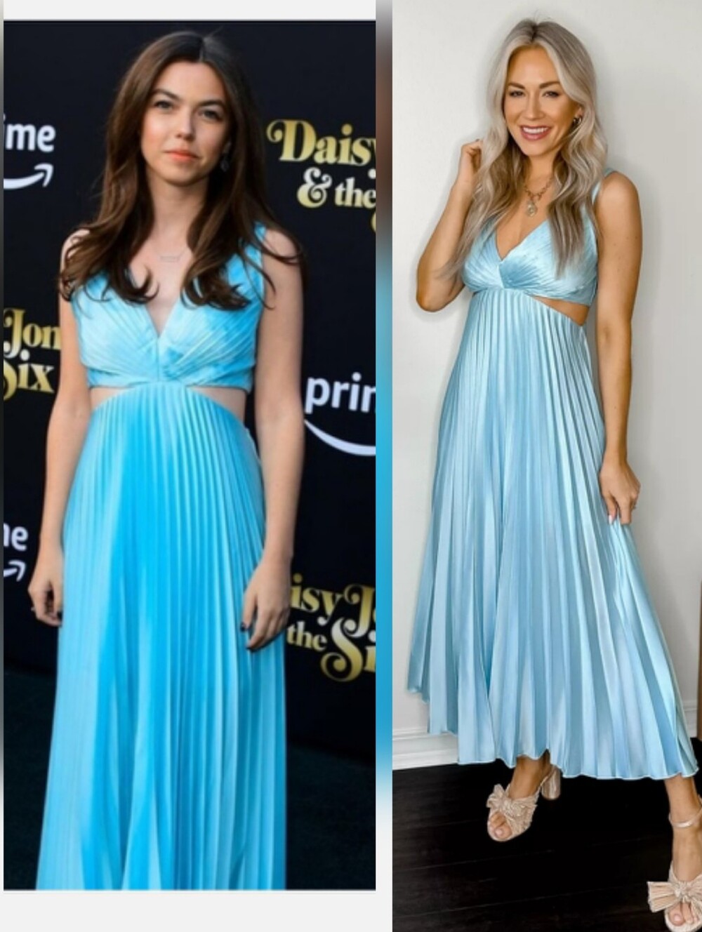 NWT Abercrombie And Fitch Light Blue Pleated Cutout Maxi Dress Giselle Sz Large